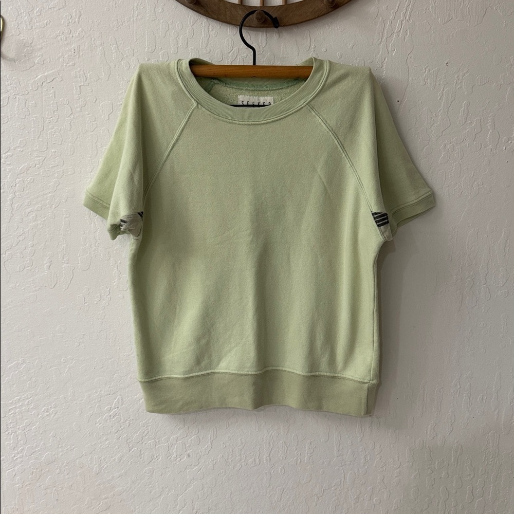 Seeker Dorian Sweatshirt Green Raglan Short Sleeve Anthropologie Small - Picture 4 of 9